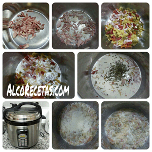 macarrones carbonara en olla gm, paso a paso