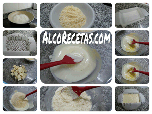 Turrón de chocolate blanco con coco tostado y curri preparación paso a paso