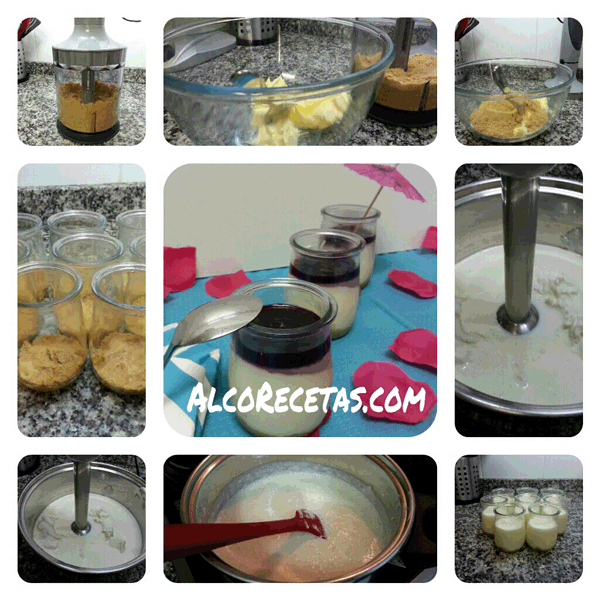 paso a paso vasitos de cheesecake de arandonos